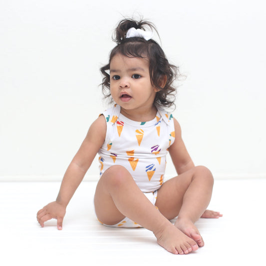 Sleeveless Bamboo Bodysuit in You Scream Ice Cream