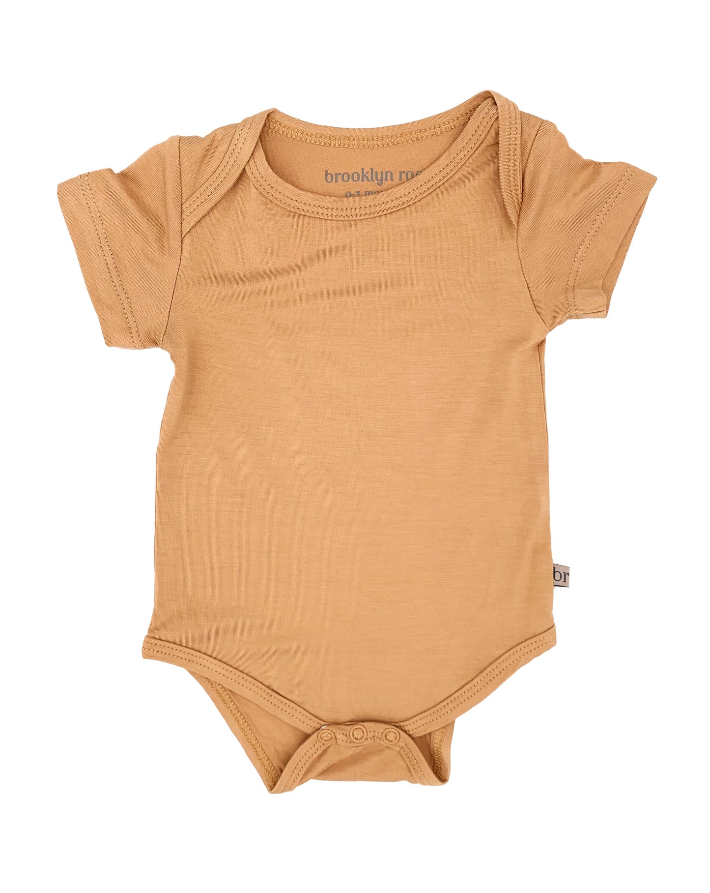 Short Sleeve Bamboo Bodysuit in Chai